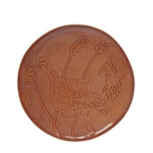 Threshold 6" stoneware turkey dessert appetizer plate brown rust fall set of 2